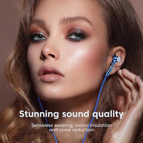 Metall 3,5 mm hörlurar trådbundna hörlurar Gaming hörlurar Sport headset med mikrofon för smarta telefoner Samsung Xiaomi Hu Blue