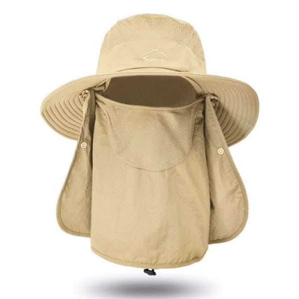 Fiskarhatt - Khaki - UV-solskydd - Bred brätte - Ansiktsskydd - Nackskydd Khaki