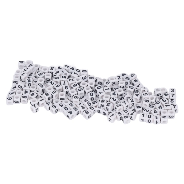 300 st Akrylnummerpärlor Vita 7x7mm Akrylpärlor för smyckestillverkning DIY-armbandsdekorationer