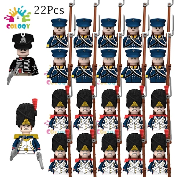 Leksaker för barn Napoleonkrigen infanteri byggklossar franska lansörer mini actionfigurer leksaker för juguetes julklappar 22pcs(.118)