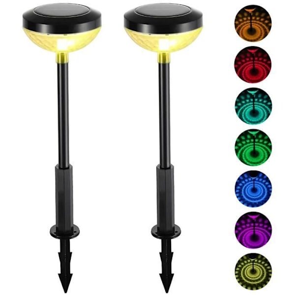 Tjeckien - 2 st - Färgskiftande Solar LED-lampa, IP65 Vattentät, Belyst