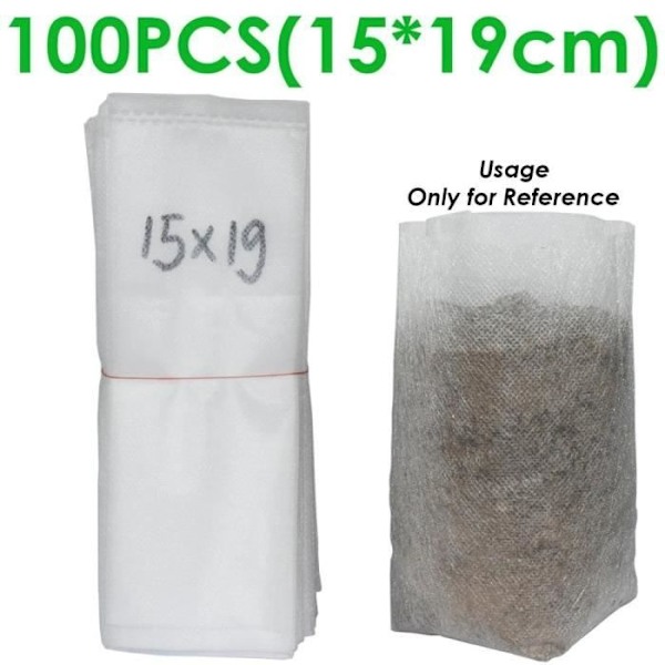 Odla Påsar - Non-Woven - Biologiskt Nedbrytbar Planteringskärl - 15X19Cm - Paket med 100
