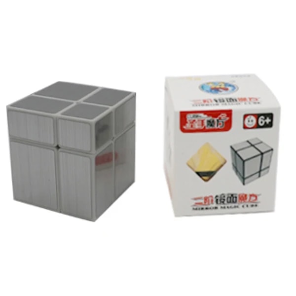 [Ecube] Sengso 2X2X2 Spegelkub Block Kub Pussel Magisk Kub Speed Cubo Magico 2X2 Lärande Utbildningsleksaker För Barn Pojkar White Silver Sticker
