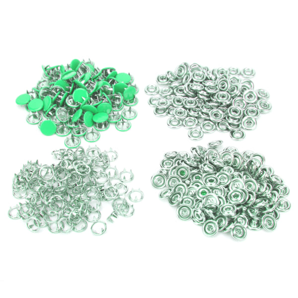 100 set painonappia värikkäät messinkipiikit painonapilla ompelukiinnikkeet asennustyökalulla Emerald