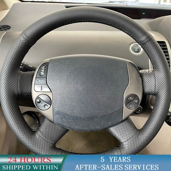 Skräddarsydd rattfläta i läder för Toyota Prius 20 (XW20) 2004 2005 2006 2007 2008 2009