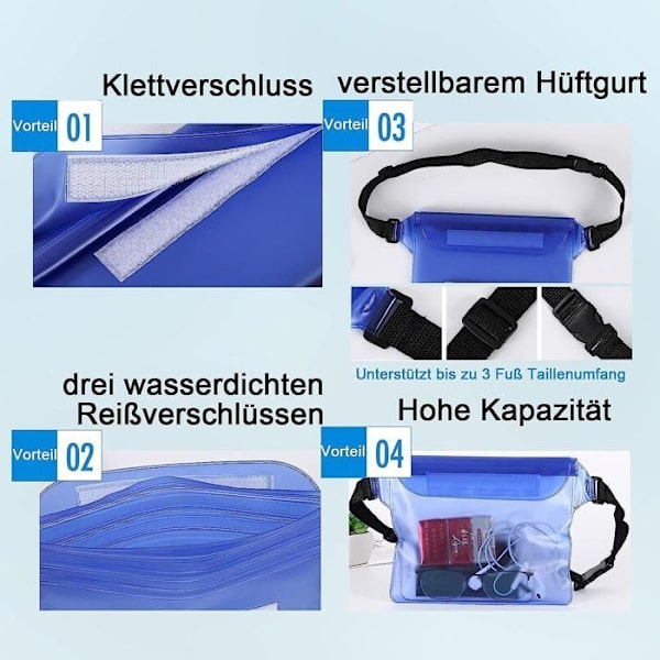 2-pack Vattentät Midjeväska Telefonfodral Vattensport Midjeväska H076