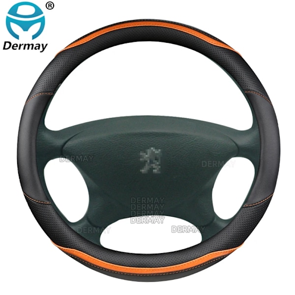 Rattstyrningsöverdrag i mikrofiberläder + kolfiber för Peugeot Expert Traveller Tepee Van - Högkvalitativa biltillbehör O shape- Orange