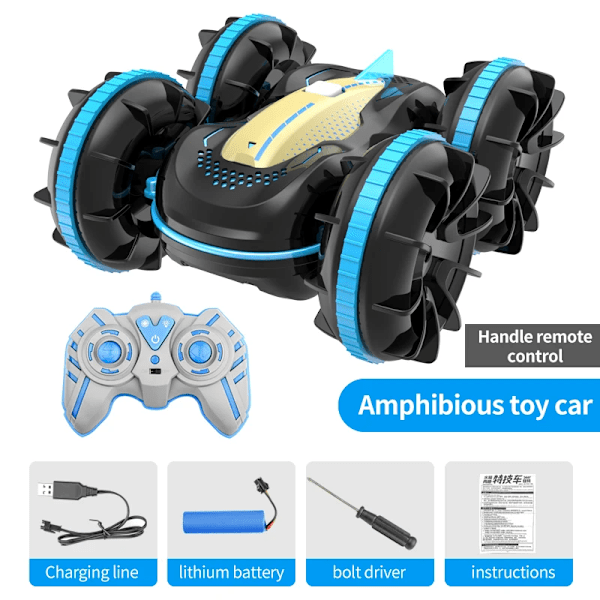 RC-bil leksaker för barn fjärrstyrd bil leksaker för pojkar 4WD amfibisk klättring stuntbilar gestinduktion elektrisk bil WLtoys Blue Package 1