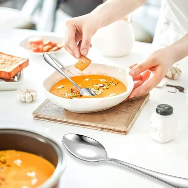 Kaffeskedar, 12 st Rostfria Kaffeskedar, Dessertskedar, Spegelpolerad Design, Bestick, Kökstillbehör