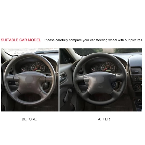 Handsytt DIY svart mikrofiberläder rattöverdrag för Nissan Sentra 2000 2001 2002 2003 2004 2005 2006 delar