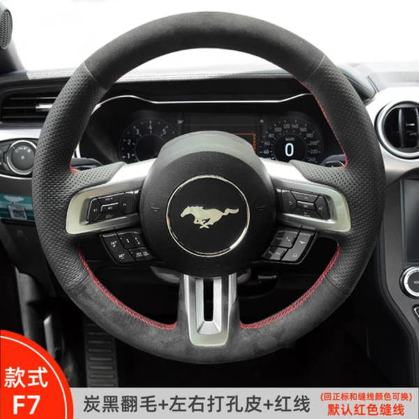 DIY handsydd högkvalitativ halkfri mockarattstyrningshölje för Ford Mustang 2015-2019 Mustang GT 2015-2019 style 11