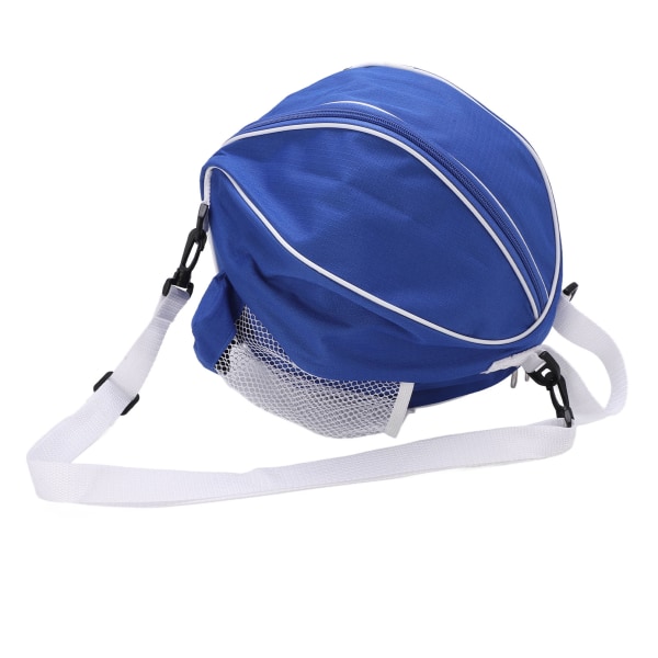 Runda mesh Oxford tygfotbollsförvaringsväska för inomhusträning SportBlå tyg med vita kanter