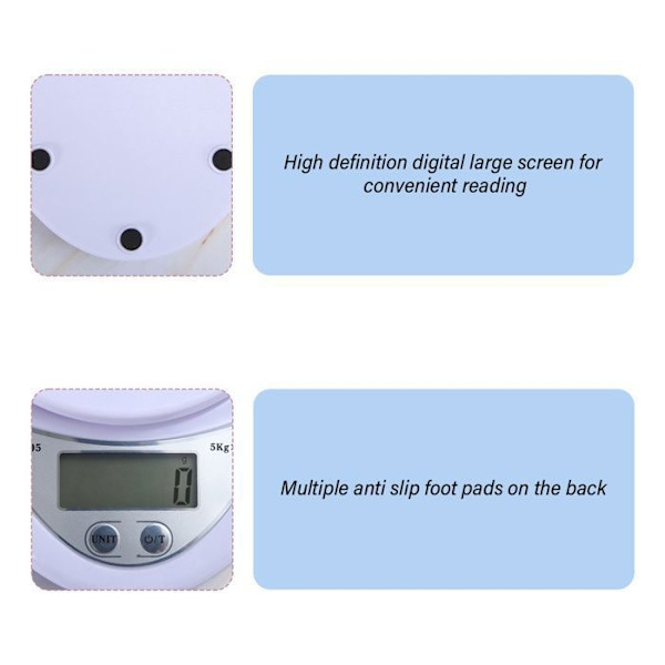 Liten Digital Precisionsköksvåg, Köksvåg, Dietvåg 5 kg/1 g, Digital LCD