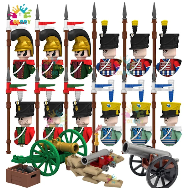 Leksaker för barn Napoleonkrigen infanteri byggklossar franska lansörer mini actionfigurer leksaker för juguetes julklappar 10pcs(.112)