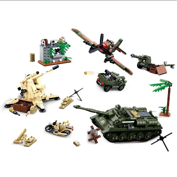 Ii 2 Militärbyggstenar Normandie Landningar Storbritannien USA Tyskland Arméuppsättningar Klossar Leksaker Fordon Pershing Panther Tankar 998Pcs No Box M