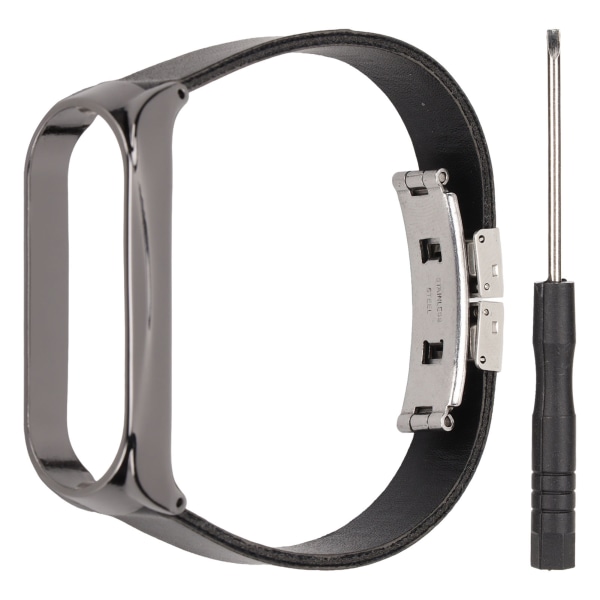 Läderrem kompatibel för Xiaomi Mi Band 6 Smartwatch Ersättningsband Armband Armband Black Body Black Shell