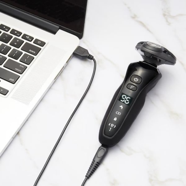 Wlisth Elektrisk Rakapparat för Män Våt och Torr Vattentät Elektrisk Rakhyvel Tre Huvuden Smart LCD-Display USB-Laddning black