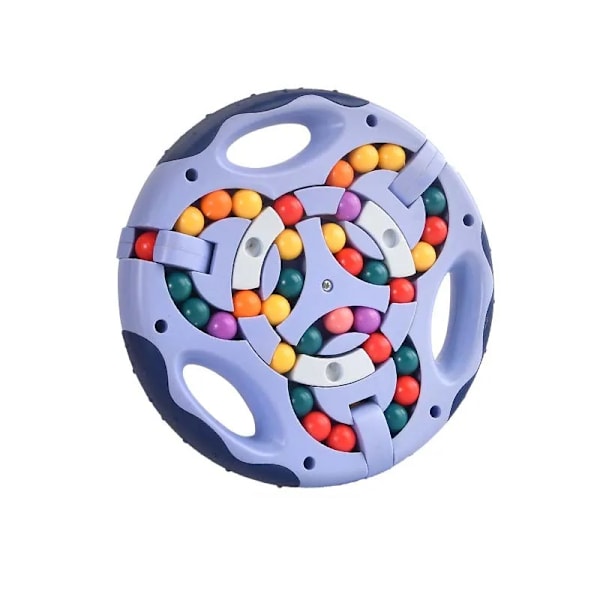 3-i-1 Roterande magiska bönor för barn, fingertops-kubleksaker, barn Spin Bead Pusselspel, inlärning, pedagogisk vuxenleksak för stressreducering Purple