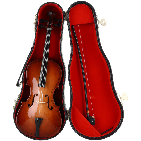 Mini Cello Modell Ornament Bass Musikkinstrument Tredekorasjon Delikat gave