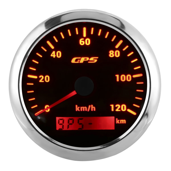 85mm Marine Auto GPS Speedometer 120KM/H Speed ​​Odometer med 7 farger bakgrunnsbelysning for bilbåt RV YachtBlack
