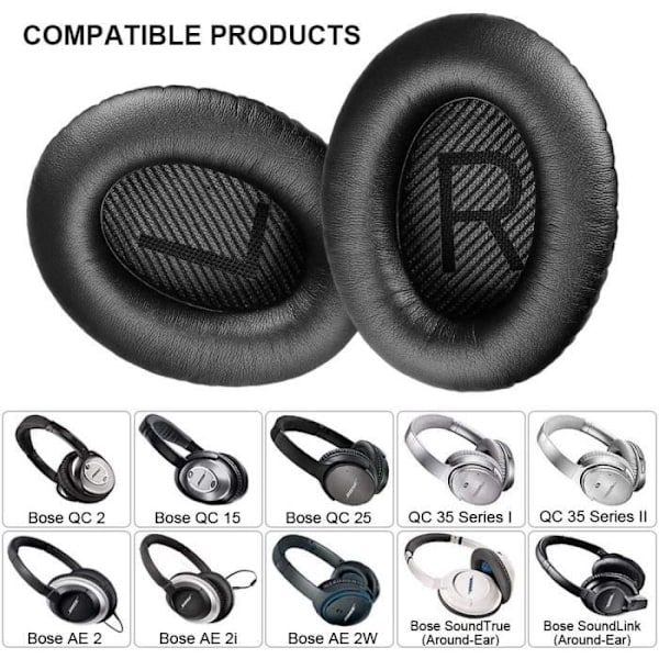Ersättningsöronkuddar för kompatibla med Bose Quiet Comfort Qc 2 15 25 35 Ae2 Ae2I Ae2W hörlurar, svart