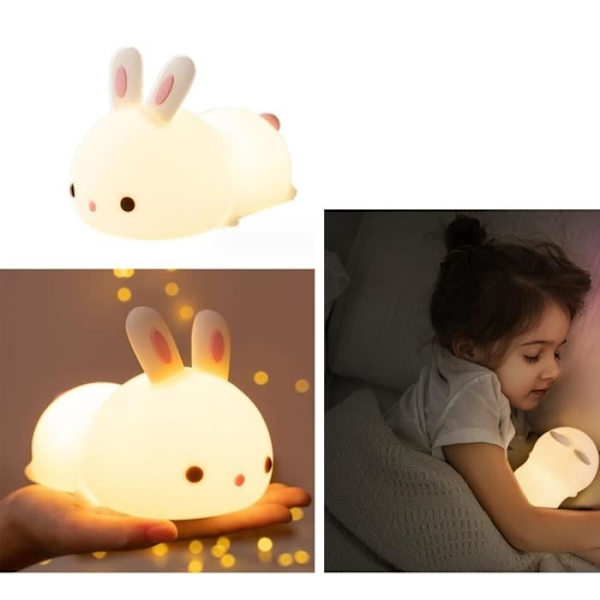 Babynattlampa, Uppladdningsbar Kaninformad Barnnattlampa, Sänglampa för Sovrummet, Silikonläslampa för Sovsal, För Resor, Gåva