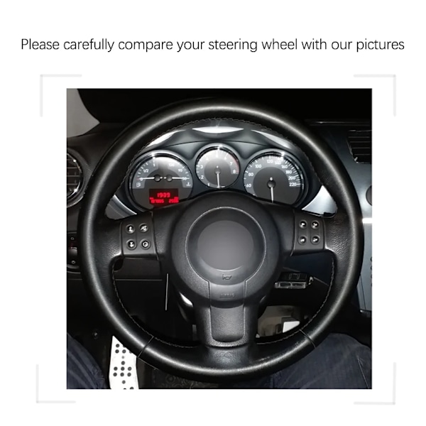 Svart konstläder handsydd halkfri rattöverdrag för Seat Leon MK2 1P Ibiza 6L 2005-2009 Altea Toledo 2004-2008 No Marker(.333)