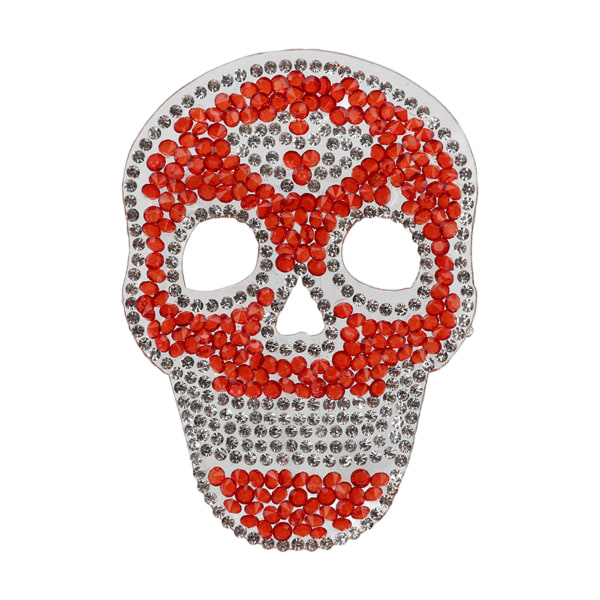 Jernlapper Rødt kraniemønster DIY-fremstilling af rhinsten Dekorative Praktiske lapper Syning til hatte Tasker