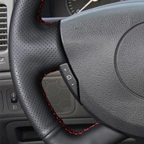Svart konstläder rattöverdrag för Renault Laguna 2 Vel Satis Espace Trafic 2 2001-2014 Nissan Primastar 2009-2015 Red Marker