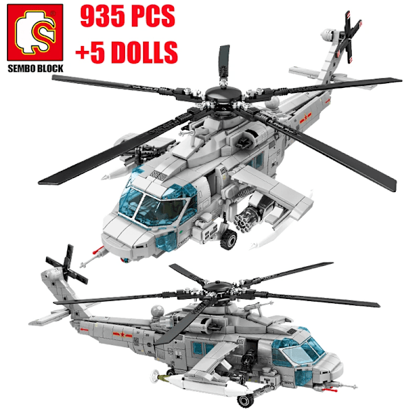 Sembo SWAT-polisens tekniska beväpnade helikopterbyggstenar modell militär STEM-kit flygplan tegelstenar DIY-leksaker för pojkar vuxna No box