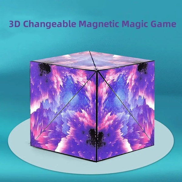3D Drömsk Föränderlig Magnetisk Magisk Kub Oändlig Flippig Geometri Pusselspel Antistress Fidget Leksak Barn Födelsedagspresent purple