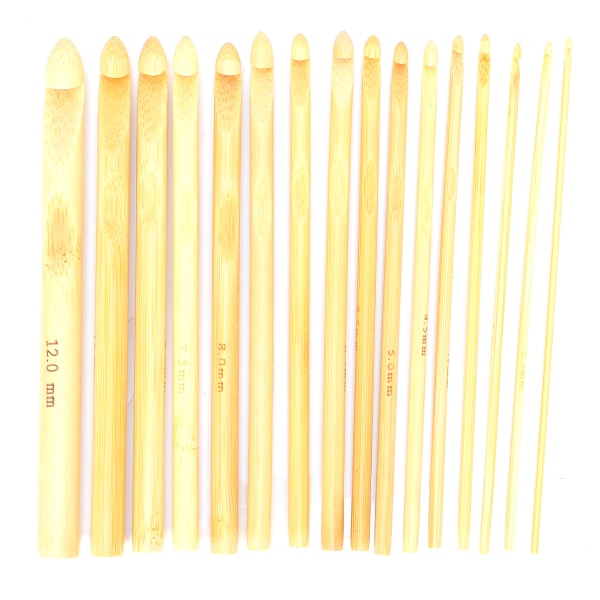 16 stk Bambus heklekroker Strikkepinne Veveverktøy Tilbehør for nybegynnere
