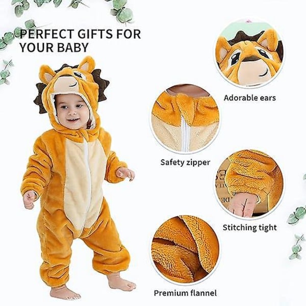 Søt dyrepyjamas jumpsuit for småbarnsjenter (0-24 måneder) - Høyde 120 cm