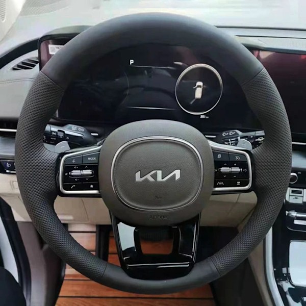 Skräddarsydd mikrofiberläder DIY rattöverdrag för Kia Carnival IV 2021 2022 2023 Volant biltillbehör interiör
