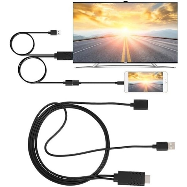 2-i-1 USB till HDTV HDMI-adapter TV USB-kabel för kompatibel med iPhone Android