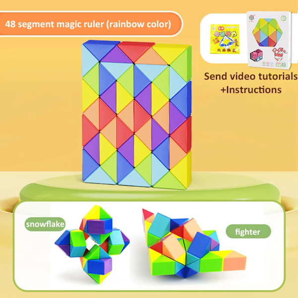24-72 Segment Magisk Linjal Orm Kub Multi-Färg 3D Pussel Fidget Leksaker Transformerbara Kuber Barn Utbildning Leksaker Gåva Cubo Magico A 48 segments