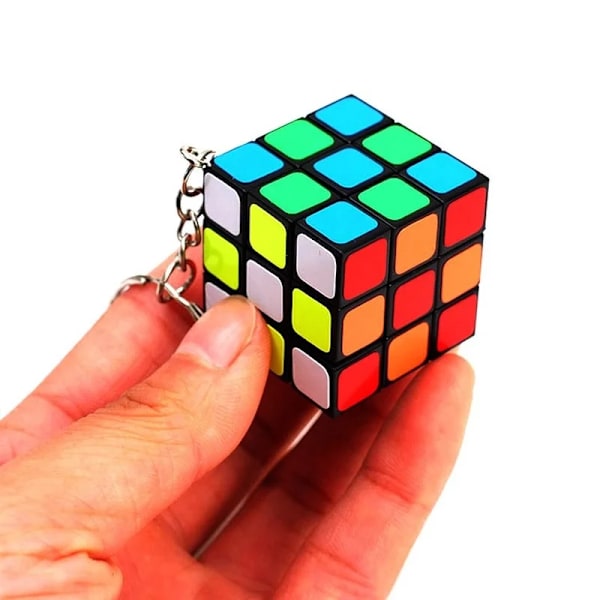 3X3X3 Mini Magic Cube Nyckelring Hjärngympa Pussel Leksak Nyckelkedja Transparent Färgglad Stress Speed Magnetisk Neo Cube Magisk Leksak Black