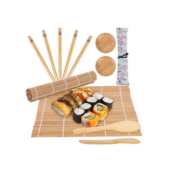 Sushiset (10 delar, plus 2 bambutallrikar)