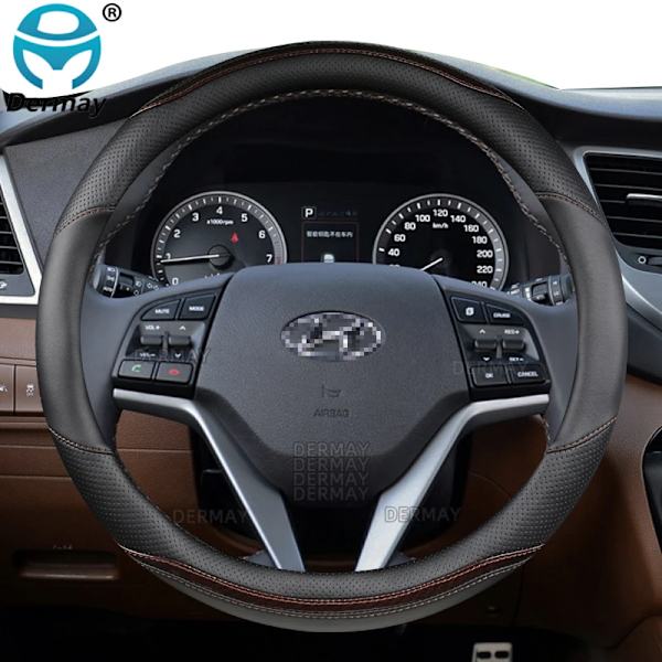 Rattskinnsöverdrag i PU-läder med kolfiber för Hyundai Tucson 2004~2022 NX4 IX35 2016 2017 2019 2021 2022 - Biltillbehör D shape- Orange