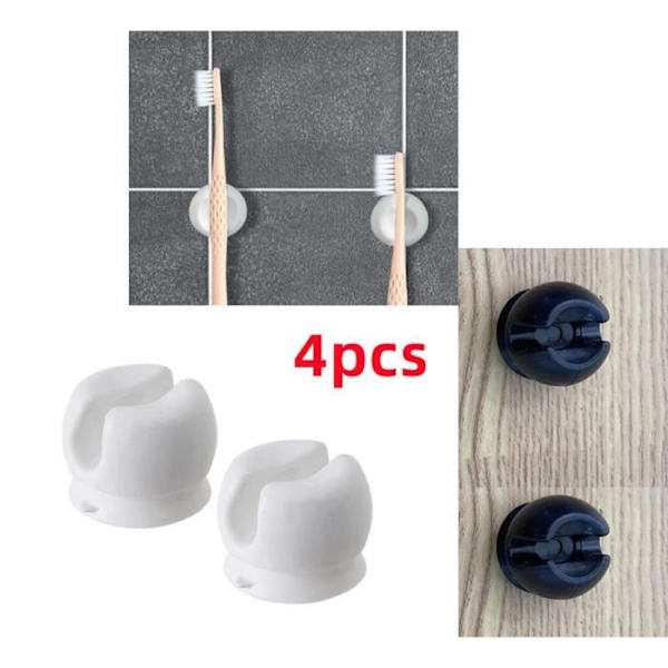Tandborsthållare - Noname - Multifunktionell - Sugpropp - Pvc - 4 Delar black, white