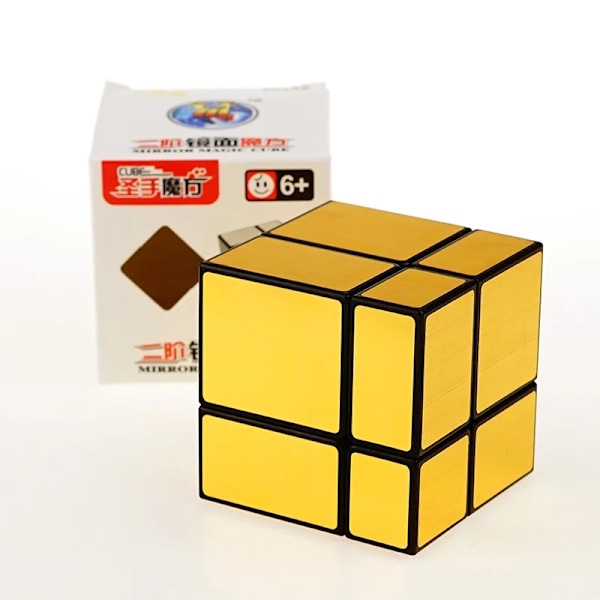 [Ecube] Sengso 2X2X2 Spegelkub Block Kub Pussel Magisk Kub Speed Cubo Magico 2X2 Lärande Utbildningsleksaker För Barn Pojkar Black Golden Sticker