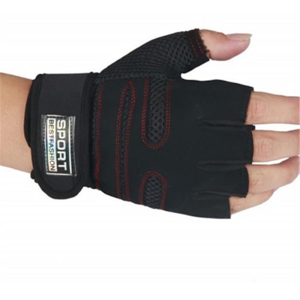 Viktlyftningshandskar - Gym - Fitness Armband Grepp - Super Fiber - Svart Och Röd Red and black