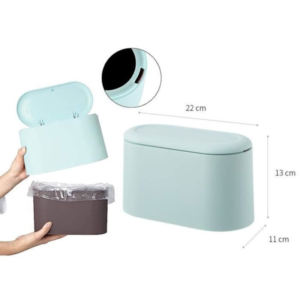 Papperskorg för kontoret - Pop-Up Modell - Blå Färg - PP Material - 22X13X11Cm Blå