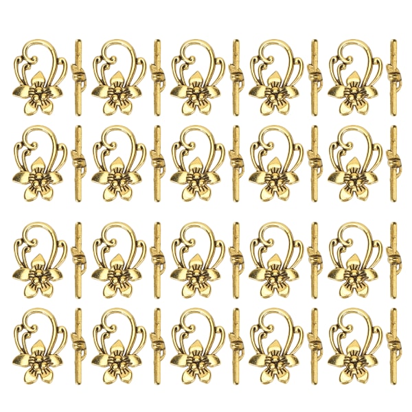 20 sæt armbånd vippelås guld retro legering blomsterform OT spænde smykker tilbehør