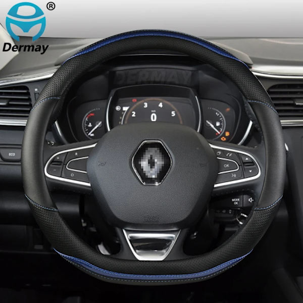 Rattrattstyrningshölje i mikrofiberläder + kolfiber för Renault Scenic 1 2 3 4 Grand Scenic Megane biltillbehör D shape Blue