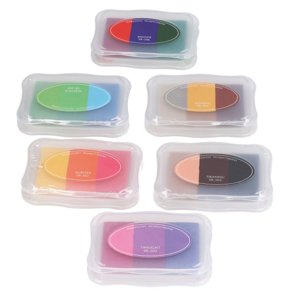 6 kpl askartelumusteleimasintyynyjen set 3 väriä SR Gradient multi pestävä leimatyyny sormipiirustusnäyttelykankaalle