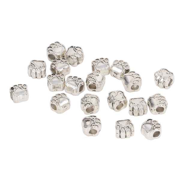 20 stk Paw Print Spacer Beads Antik Sølv Europæisk Stil Zink Alloy Søde Perler til Armbånd DIY smykker