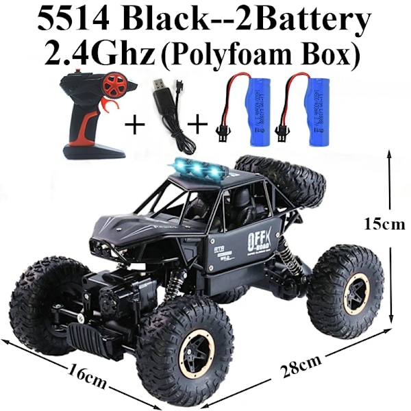 Ny ankomst 4wd rock crawler terräng RC-bil fjärrstyrd leksaksmaskin på radiostyrning 4x4 drivbil leksaker för pojkar 5510 5514-Black-Kit2