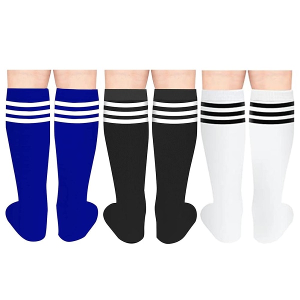 3 par fodboldstrømper til børn Knæhøje sokker bomuld tre striber sokker ensartede sokker til drenge piger