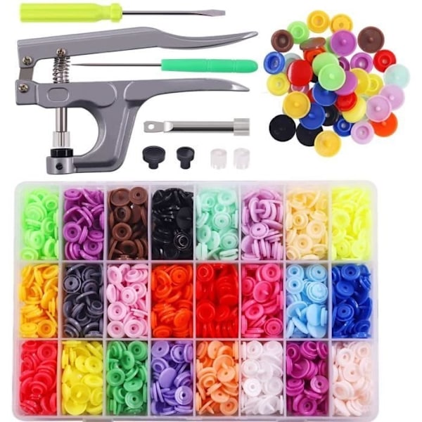 360 st Plastknappar med tång för sömnad av kläder, haklappar, regnrockar 24 button colors